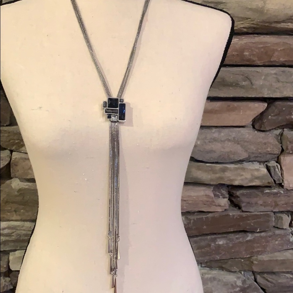 Long Silvertone necklace